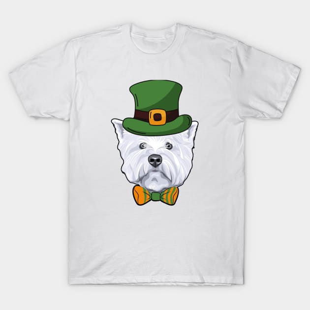 Cute Westie Irsih Terrier Dog St Patricks Day Funny T-Shirt by Illustradise